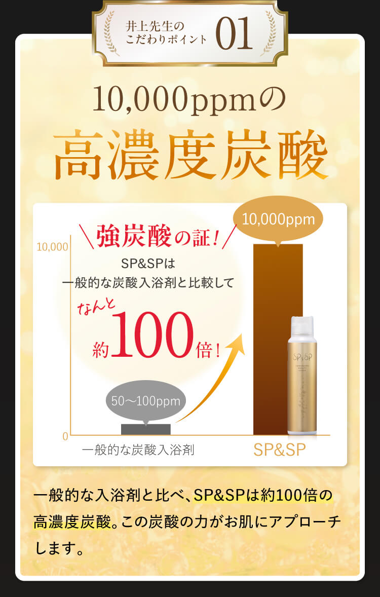 井上先生のこだわりポイント01｜10,000ppmの高濃度炭酸