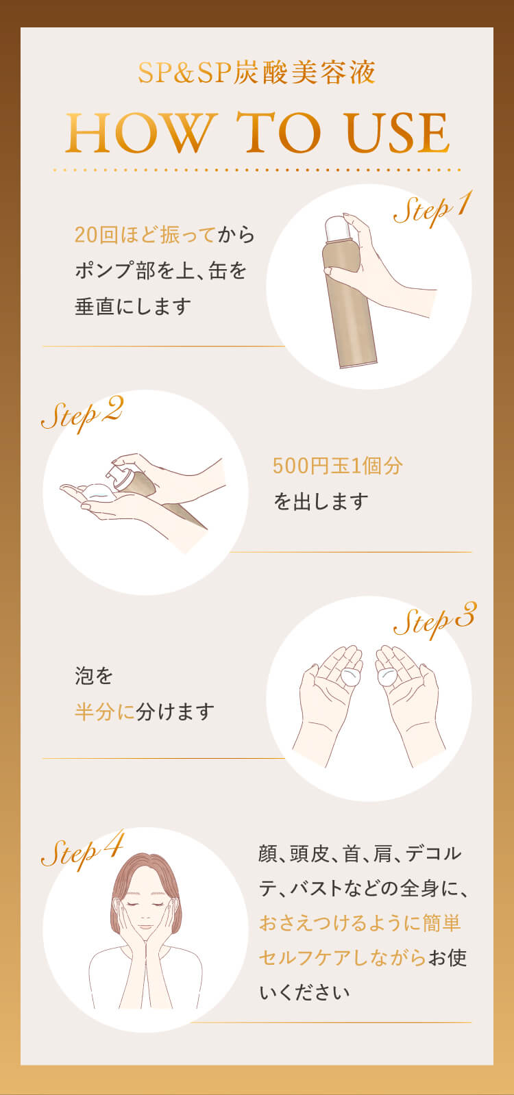 SP＆SP炭酸美容液 HOW TO USE