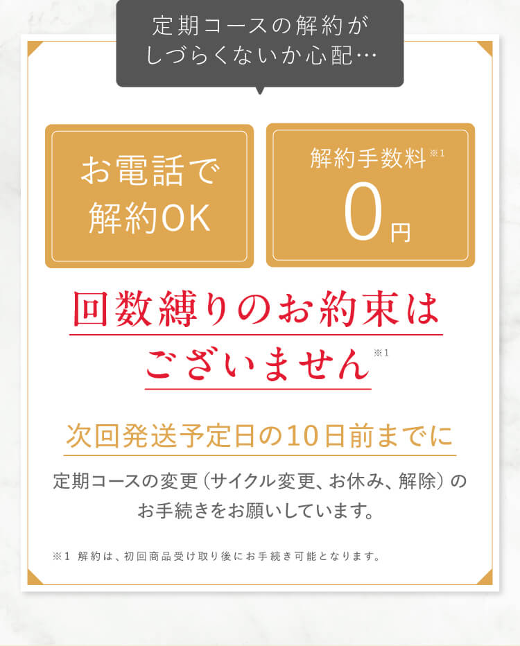 定期コースの解約がしづらくないか心配…